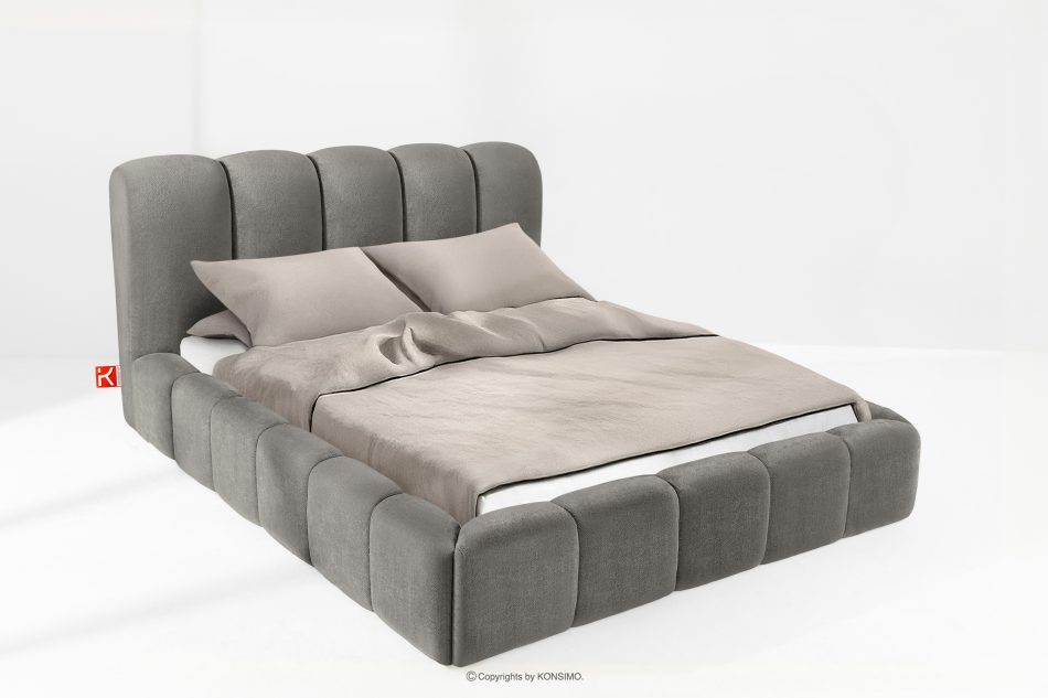 MERIDE Polsterbett 160 cm mit dunkelgrauer Steppung dunkelgrau - Foto 1