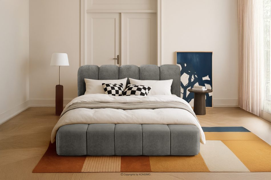 MERIDE Polsterbett 160 cm mit dunkelgrauer Steppung dunkelgrau - Foto 21