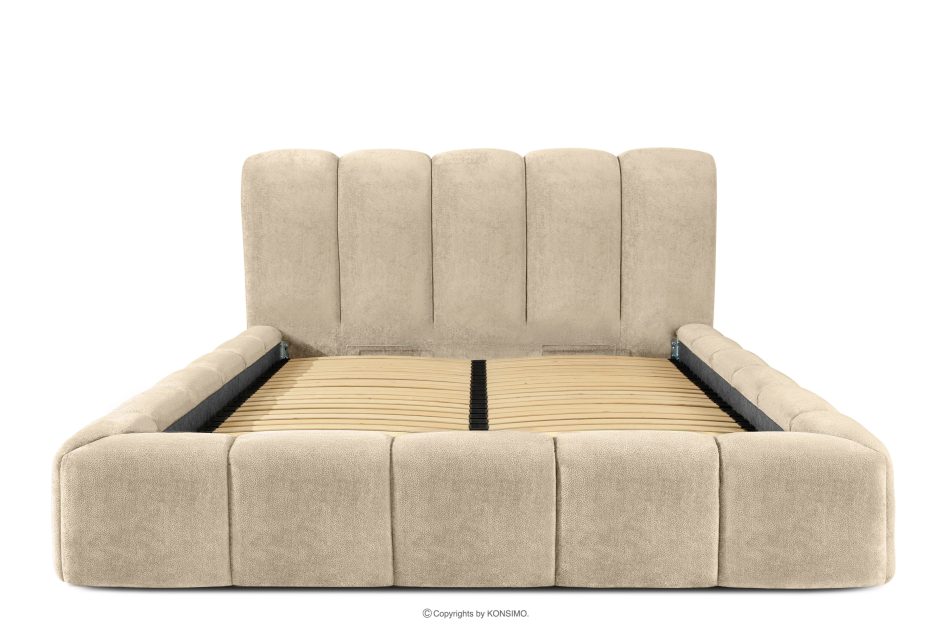 MERIDE Polsterbett 160 cm im Japandi-Stil mit Steppung beige beige - Foto 3