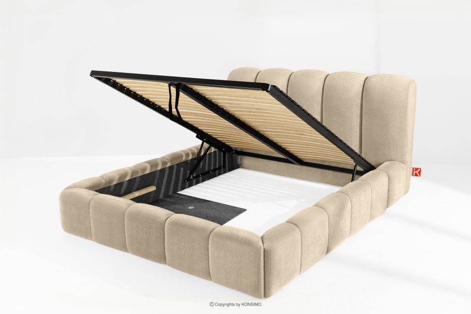 MERIDE Polsterbett 160 cm im Japandi-Stil mit Steppung beige beige - Foto 7