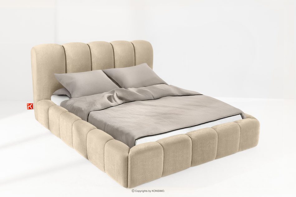 MERIDE Polsterbett 160 cm im Japandi-Stil mit Steppung beige beige - Foto 1