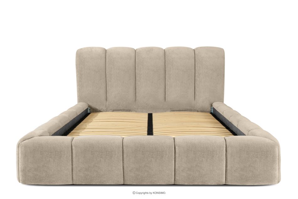 MERIDE Polsterbett 160 cm im Japandi-Stil mit Steppung graubeige graubeige - Foto 3