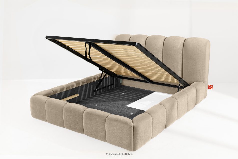 MERIDE Polsterbett 160 cm im Japandi-Stil mit Steppung graubeige graubeige - Foto 9