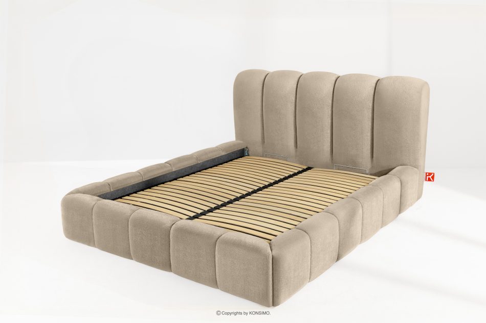 MERIDE Polsterbett 160 cm im Japandi-Stil mit Steppung graubeige graubeige - Foto 12