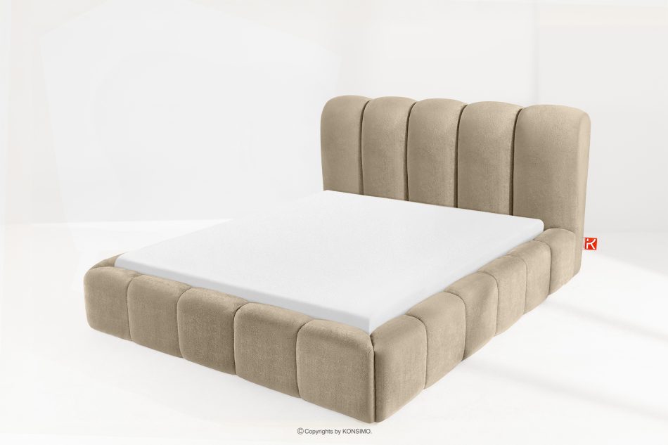 MERIDE Polsterbett 160 cm im Japandi-Stil mit Steppung graubeige graubeige - Foto 13