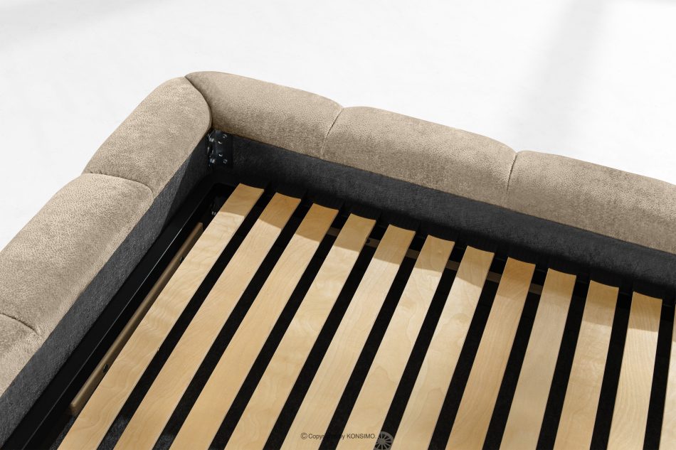 MERIDE Polsterbett 160 cm im Japandi-Stil mit Steppung graubeige graubeige - Foto 17