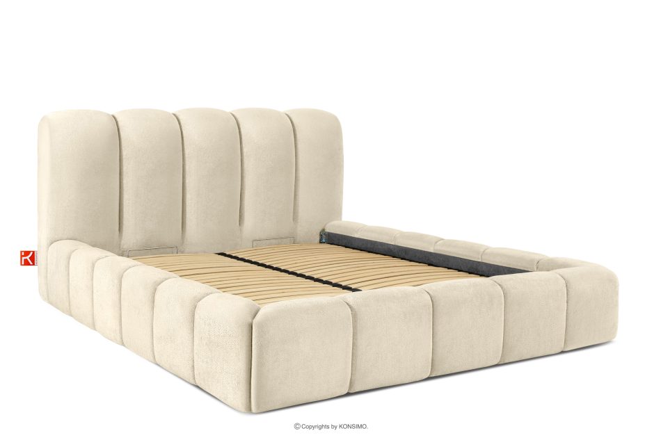 MERIDE Polsterbett 160 cm im Japandi-Stil mit Steppung ecru ecru - Foto 2