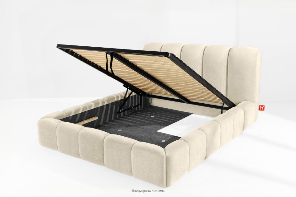 MERIDE Polsterbett 160 cm im Japandi-Stil mit Steppung ecru ecru - Foto 9