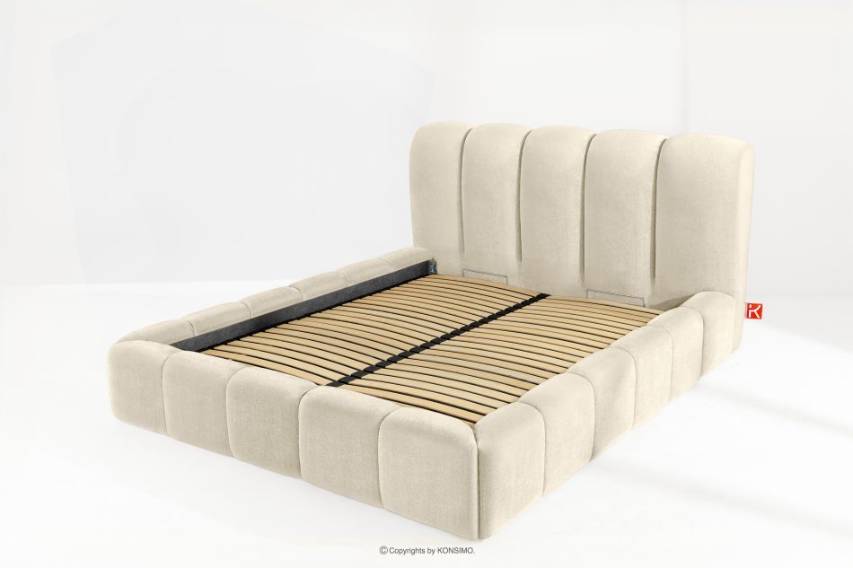 MERIDE Polsterbett 160 cm im Japandi-Stil mit Steppung ecru ecru - Foto 12