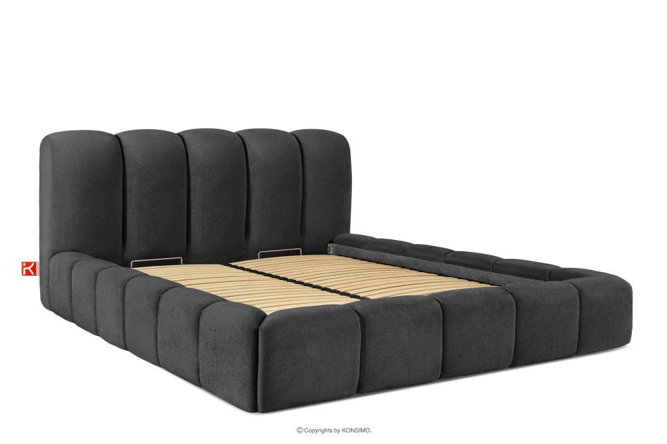 MERIDE Polsterbett 180 cm mit Steppung anthrazit anthrazit - Foto 2