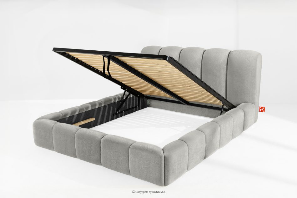 MERIDE Polsterbett 180 cm mit Steppung hellgrau hellgrau - Foto 6