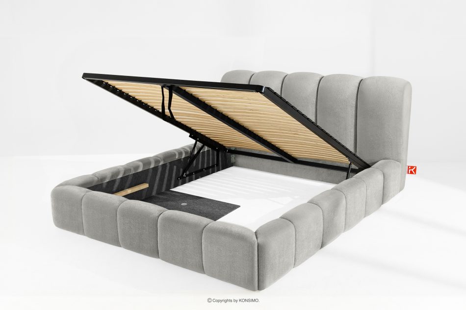 MERIDE Polsterbett 180 cm mit Steppung hellgrau hellgrau - Foto 7