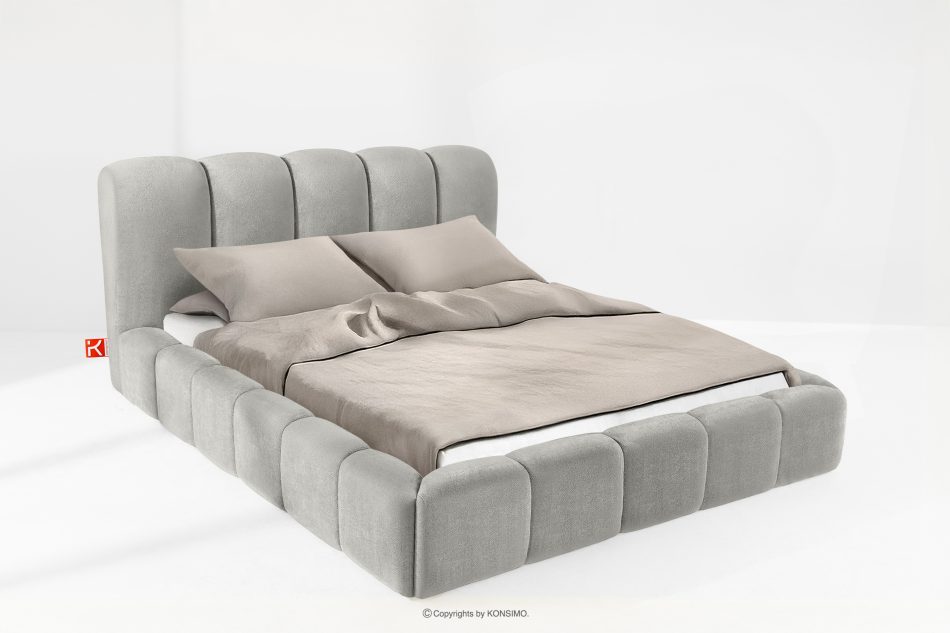 MERIDE Polsterbett 180 cm mit Steppung hellgrau hellgrau - Foto 1