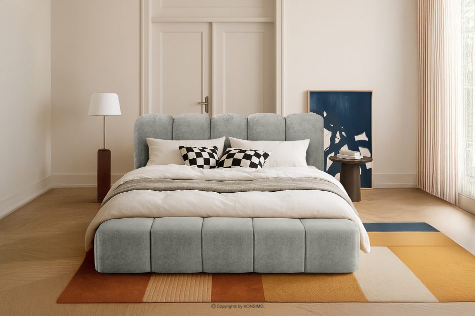 MERIDE Polsterbett 180 cm mit Steppung hellgrau hellgrau - Foto 21