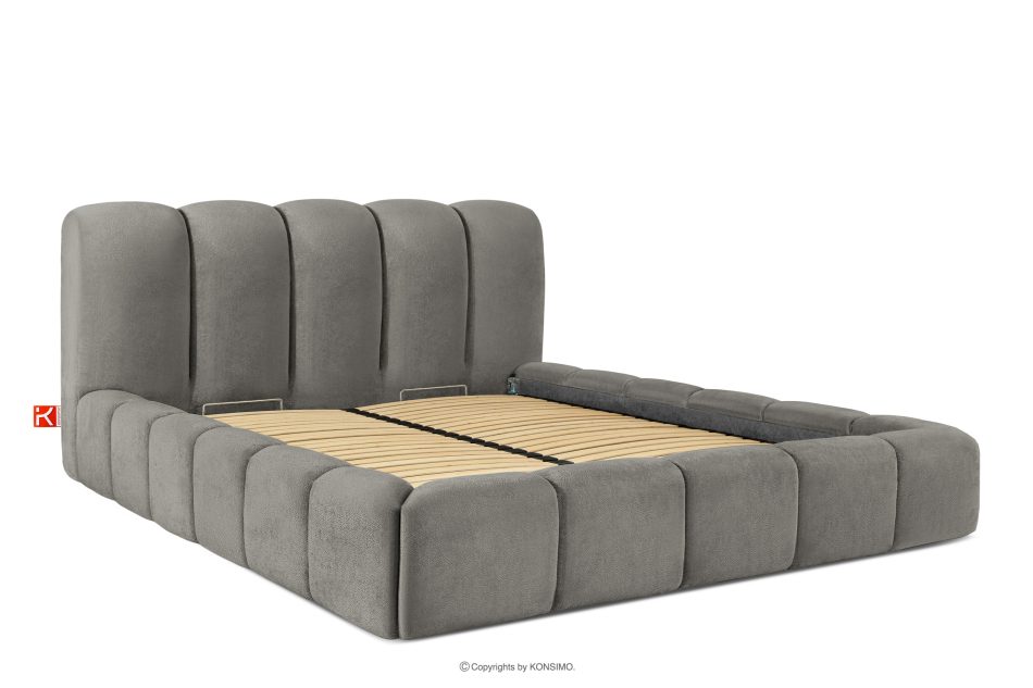 MERIDE Polsterbett 180 cm mit Steppung dunkelgrau dunkelgrau - Foto 2