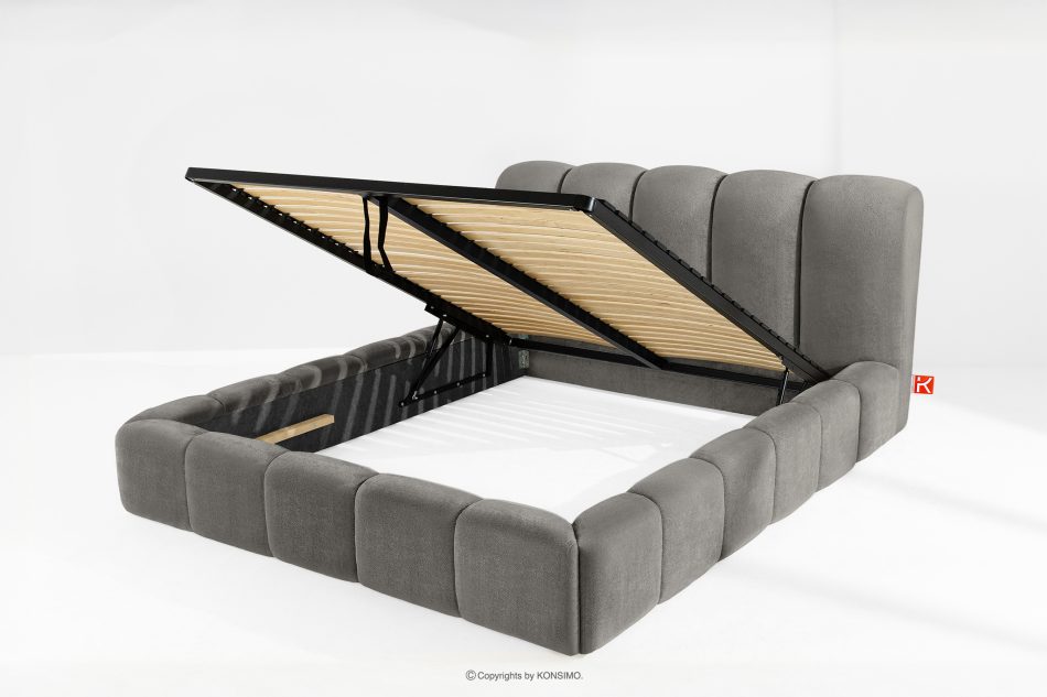 MERIDE Polsterbett 180 cm mit Steppung dunkelgrau dunkelgrau - Foto 6