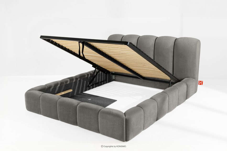 MERIDE Polsterbett 180 cm mit Steppung dunkelgrau dunkelgrau - Foto 7