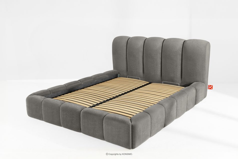 MERIDE Polsterbett 180 cm mit Steppung dunkelgrau dunkelgrau - Foto 12