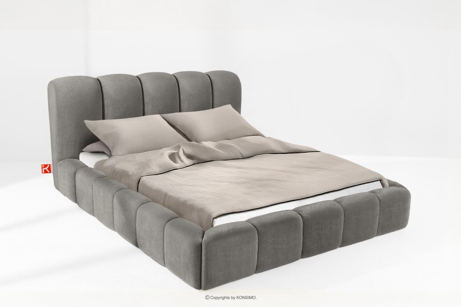 MERIDE Polsterbett 180 cm mit Steppung dunkelgrau dunkelgrau - Foto 1