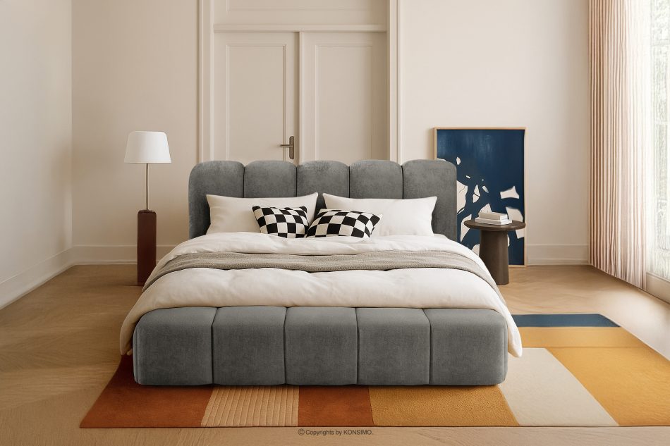 MERIDE Polsterbett 180 cm mit Steppung dunkelgrau dunkelgrau - Foto 21