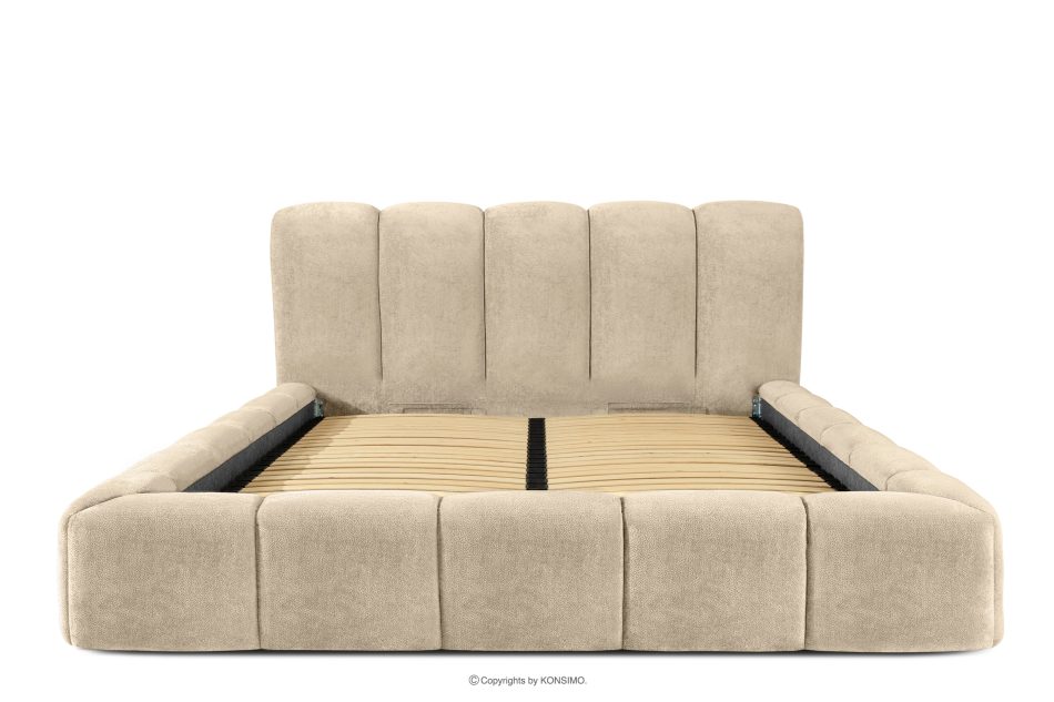 MERIDE Polsterbett 180 cm im Japandi-Stil mit beigefarbener Steppung beige - Foto 3