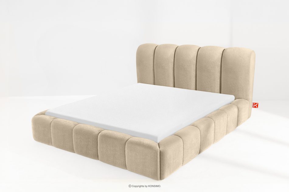 MERIDE Polsterbett 180 cm im Japandi-Stil mit beigefarbener Steppung beige - Foto 13