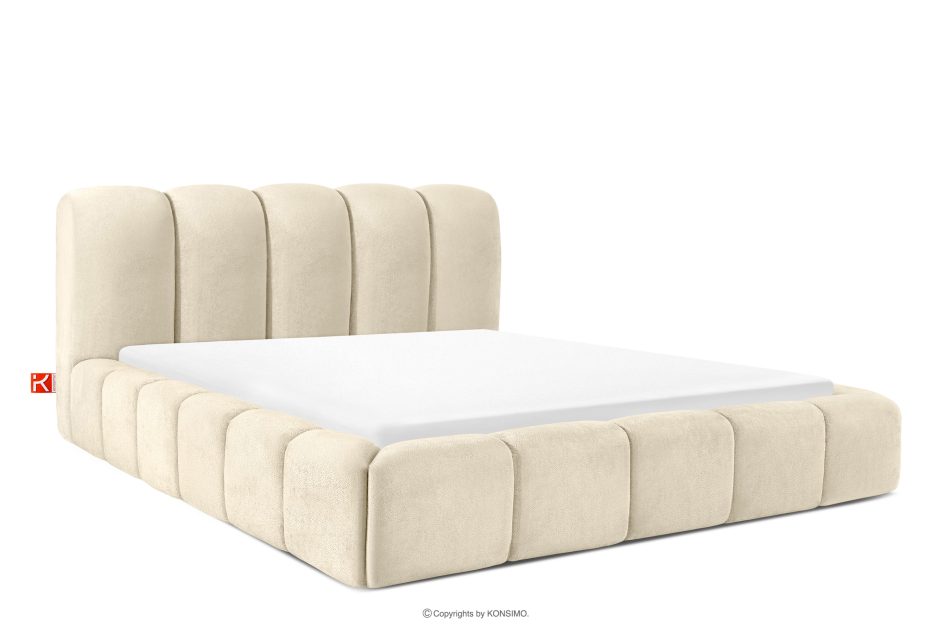 MERIDE Polsterbett 180 cm im Japandi-Stil mit ecrufarbener Steppung ecru - Foto 0