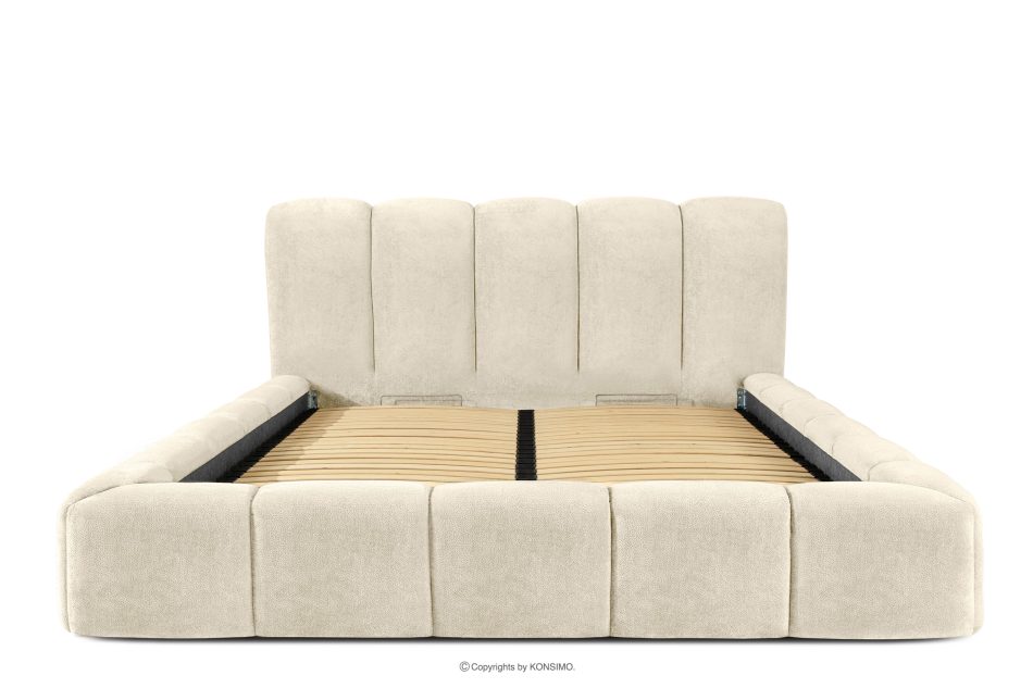 MERIDE Polsterbett 180 cm im Japandi-Stil mit ecrufarbener Steppung ecru - Foto 3