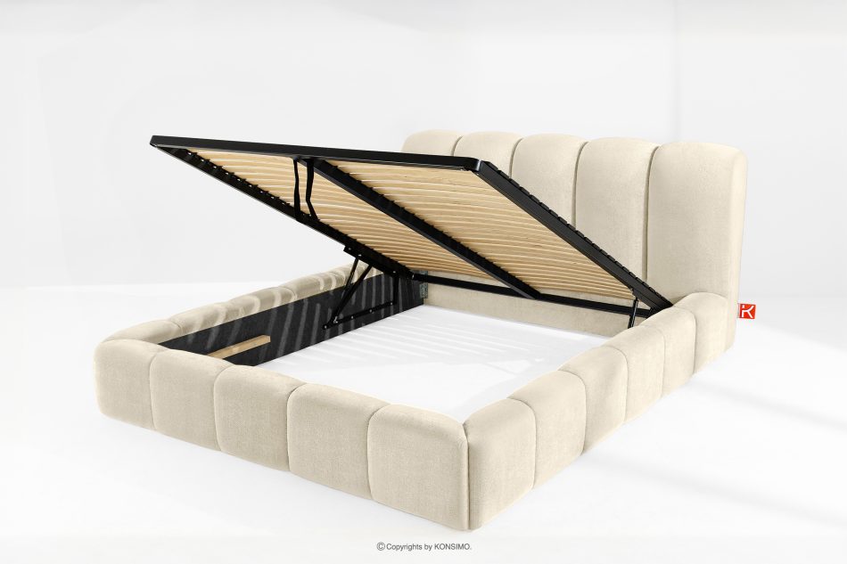 MERIDE Polsterbett 180 cm im Japandi-Stil mit ecrufarbener Steppung ecru - Foto 6