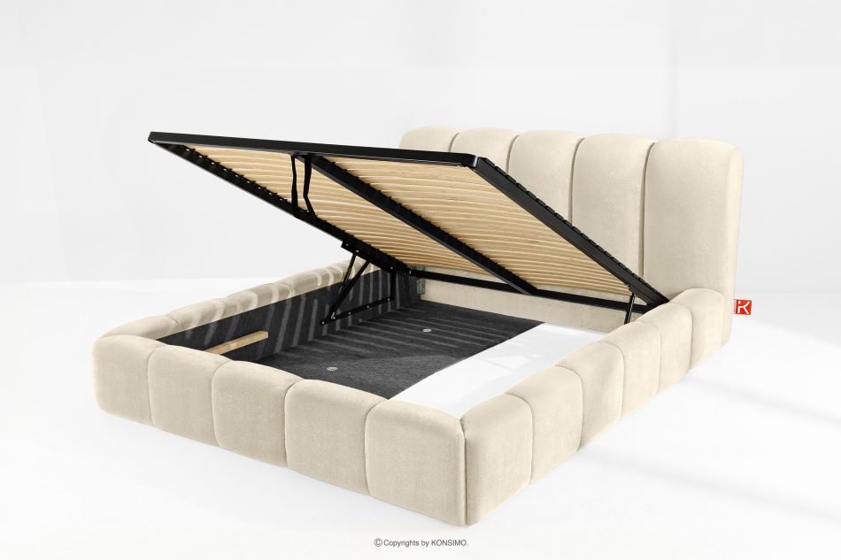 MERIDE Polsterbett 180 cm im Japandi-Stil mit ecrufarbener Steppung ecru - Foto 8