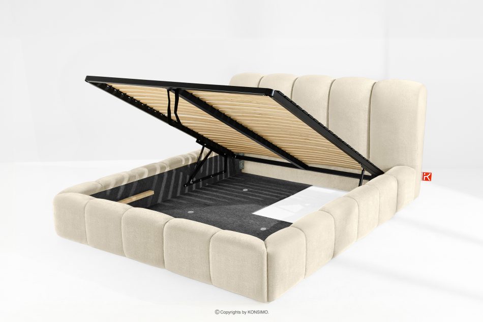 MERIDE Polsterbett 180 cm im Japandi-Stil mit ecrufarbener Steppung ecru - Foto 9