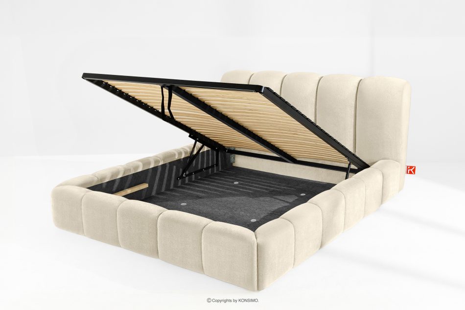 MERIDE Polsterbett 180 cm im Japandi-Stil mit ecrufarbener Steppung ecru - Foto 10