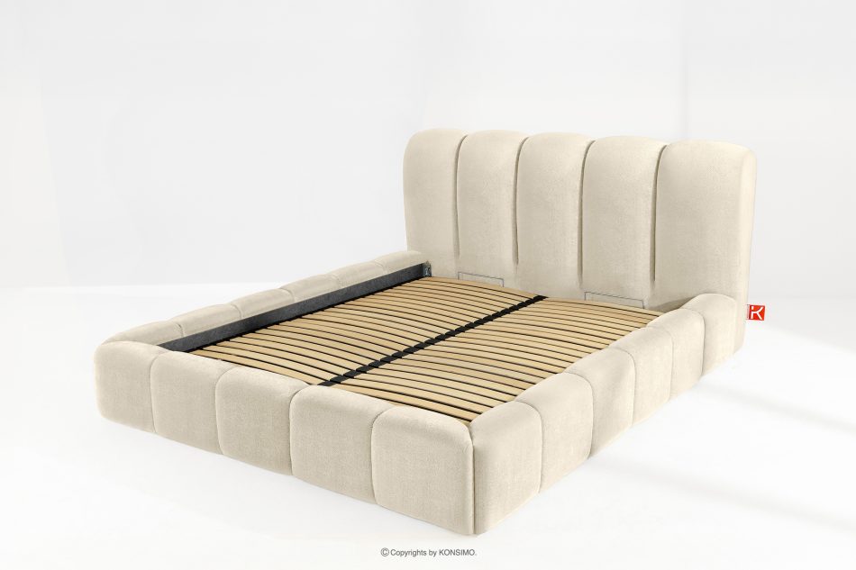 MERIDE Polsterbett 180 cm im Japandi-Stil mit ecrufarbener Steppung ecru - Foto 12