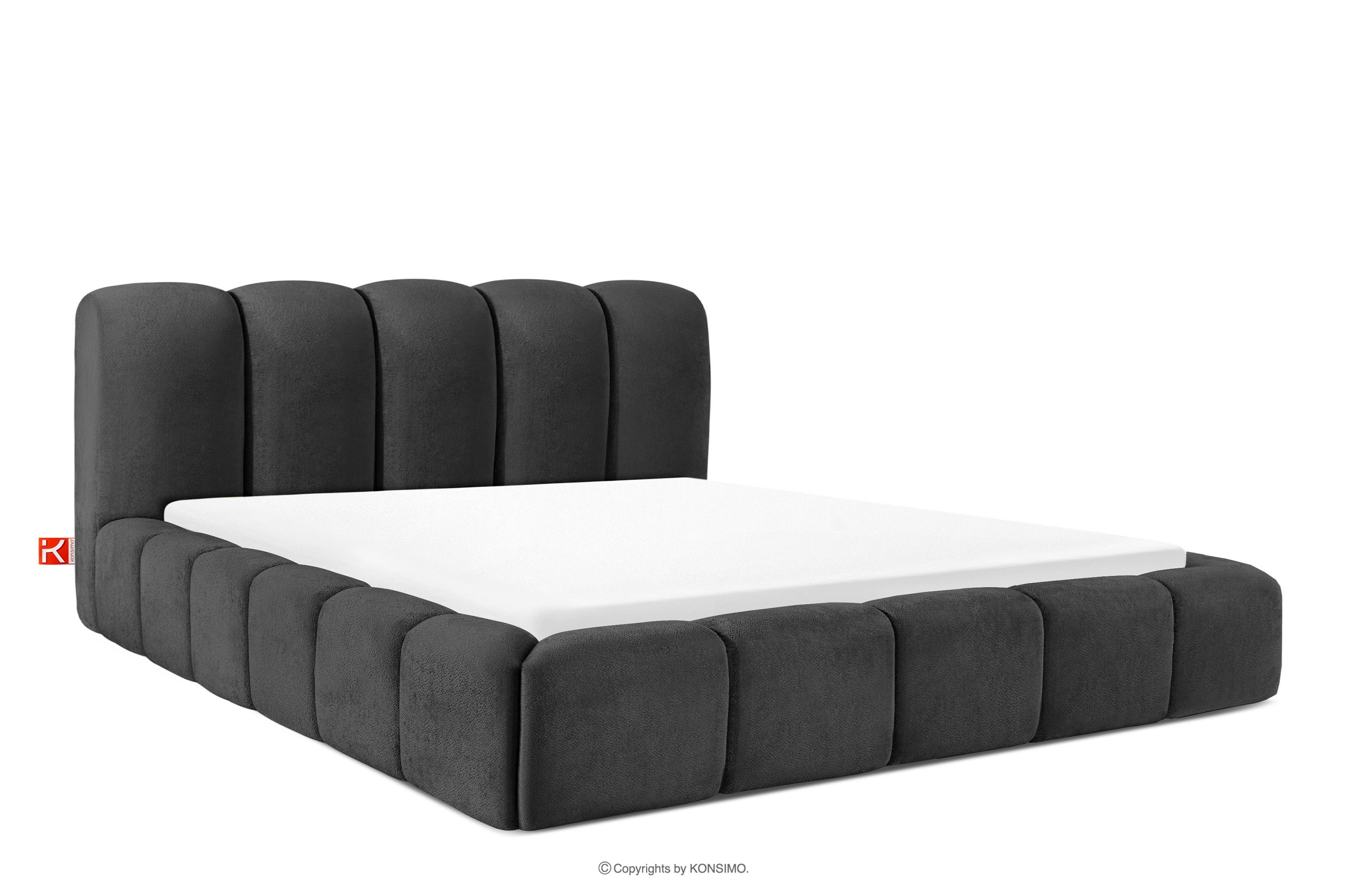 Polsterbett 200 cm mit Steppung in Anthrazit