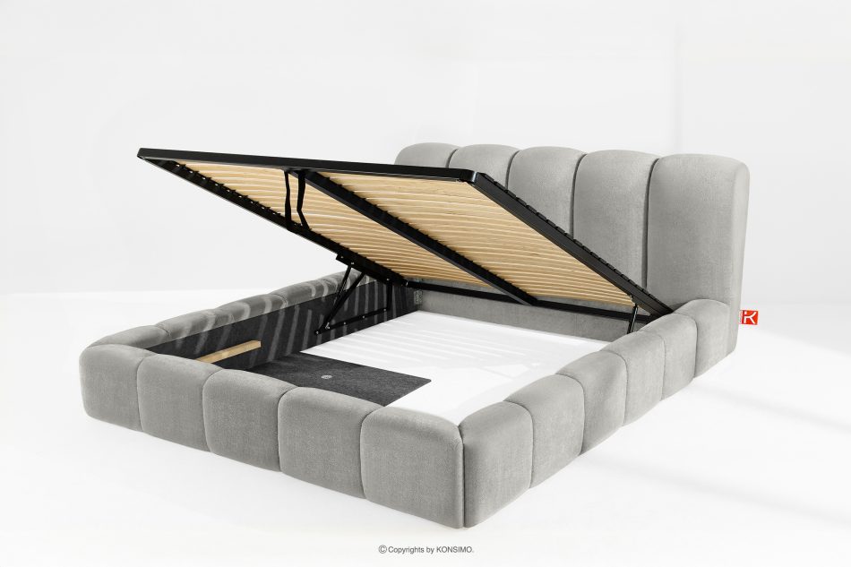 MERIDE Polsterbett 200 cm mit Steppung in Hellgrau hellgrau - Foto 7