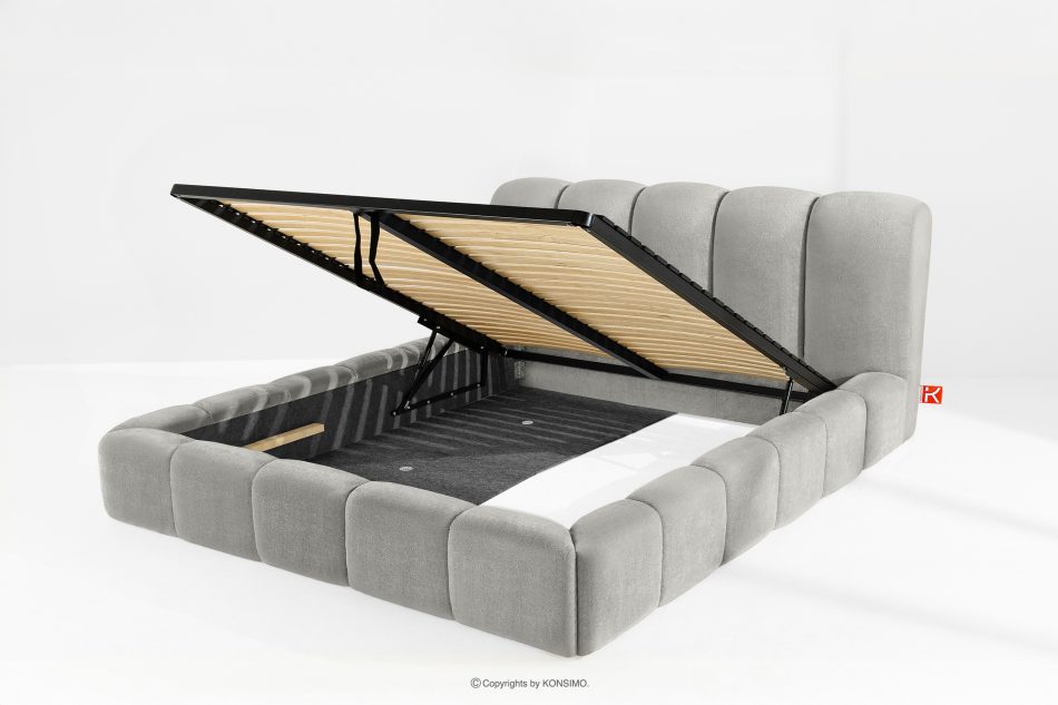 MERIDE Polsterbett 200 cm mit Steppung in Hellgrau hellgrau - Foto 8