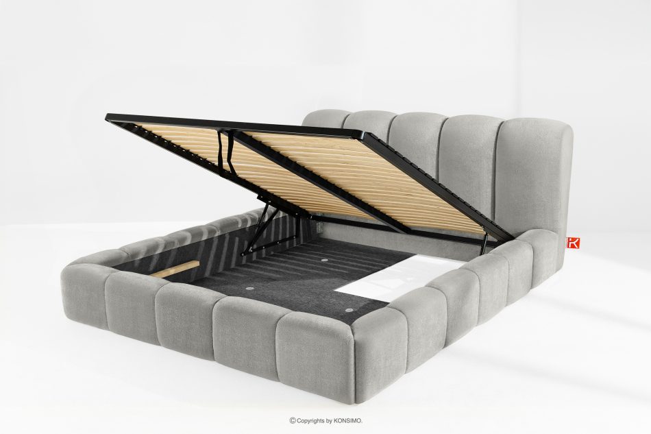 MERIDE Polsterbett 200 cm mit Steppung in Hellgrau hellgrau - Foto 9