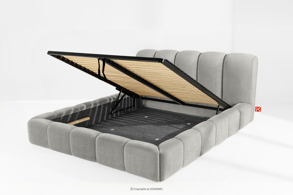 MERIDE Polsterbett 200 cm mit Steppung in Hellgrau hellgrau - Foto 10