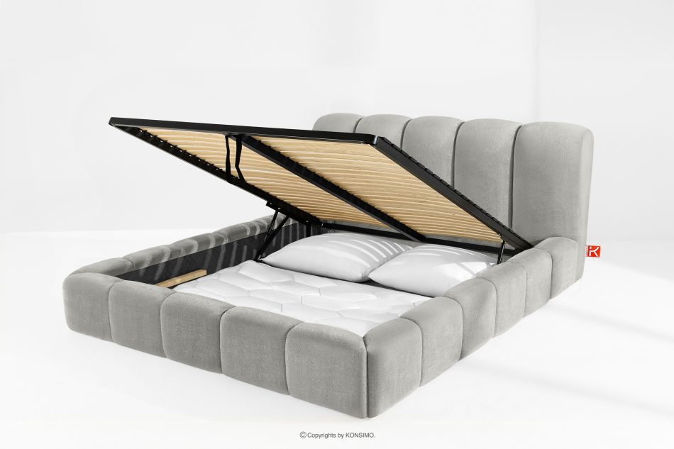 MERIDE Polsterbett 200 cm mit Steppung in Hellgrau hellgrau - Foto 11