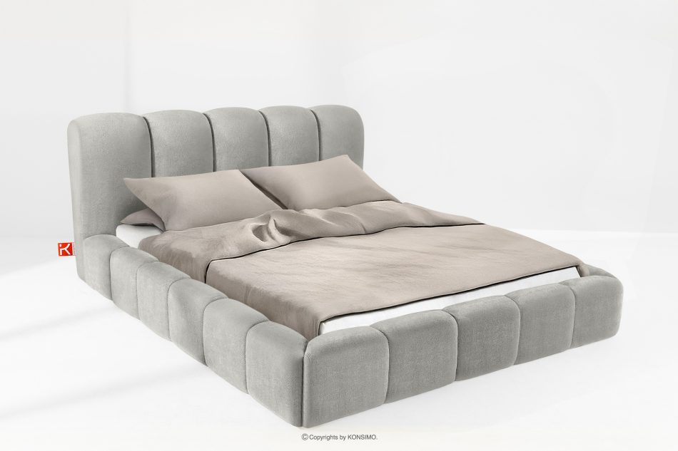 MERIDE Polsterbett 200 cm mit Steppung in Hellgrau hellgrau - Foto 1