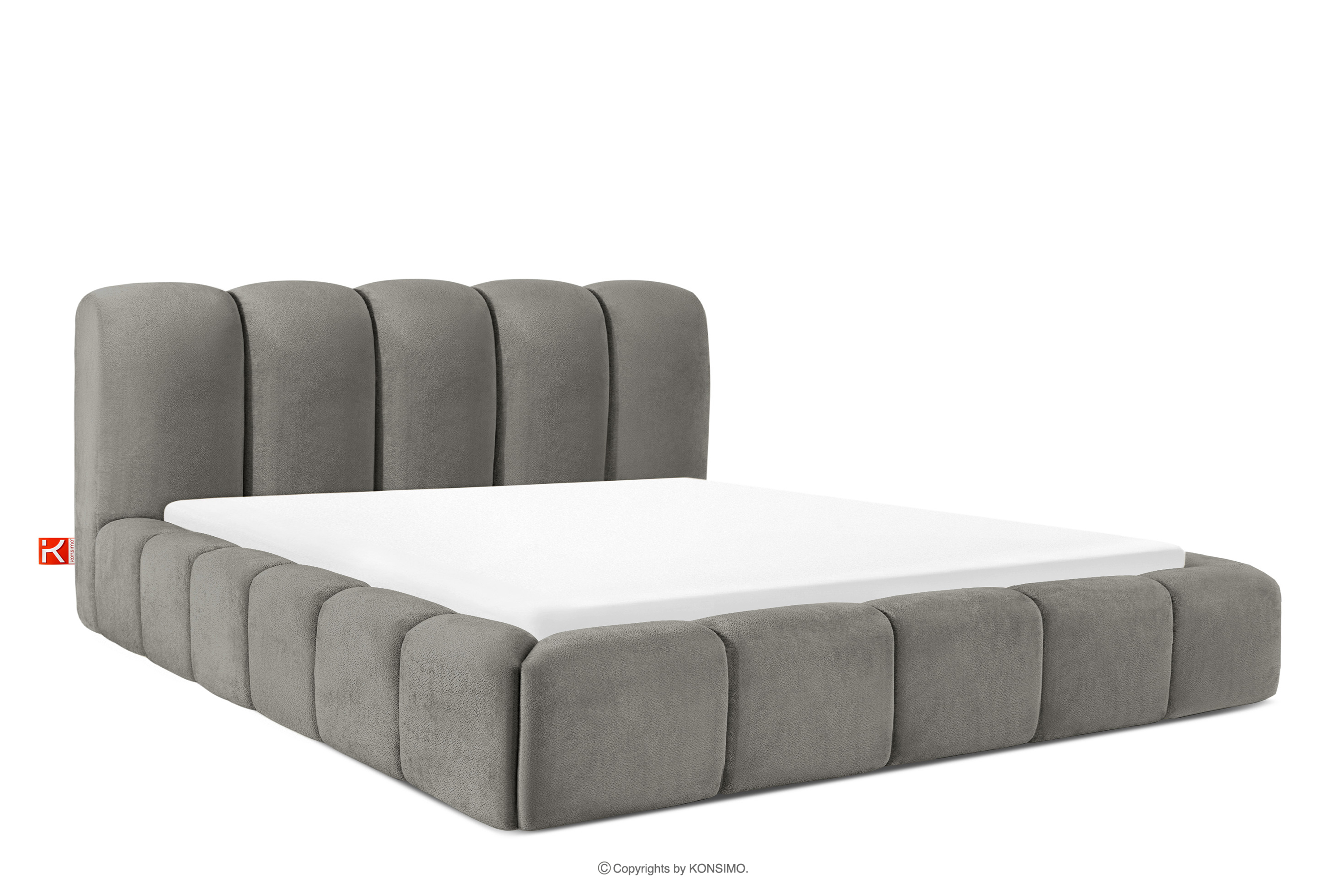 Polsterbett 200 cm mit Steppung in Dunkelgrau