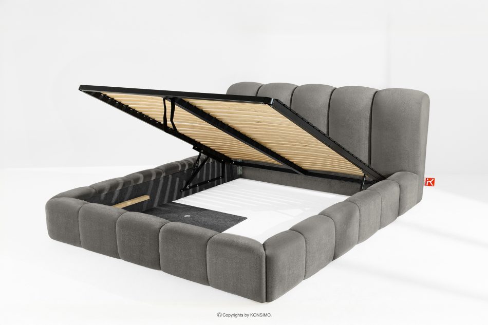 MERIDE Polsterbett 200 cm mit Steppung in Dunkelgrau dunkelgrau - Foto 7