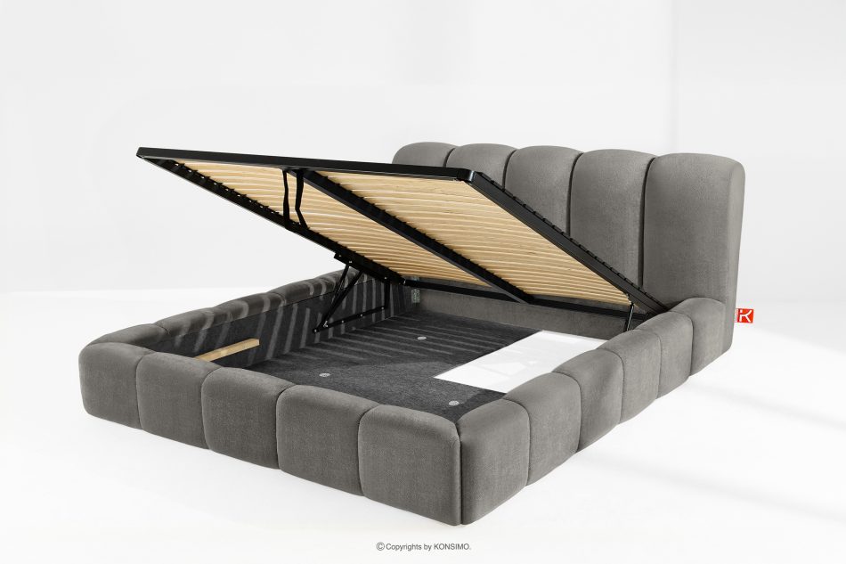 MERIDE Polsterbett 200 cm mit Steppung in Dunkelgrau dunkelgrau - Foto 9