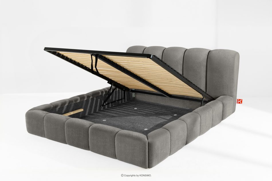 MERIDE Polsterbett 200 cm mit Steppung in Dunkelgrau dunkelgrau - Foto 10