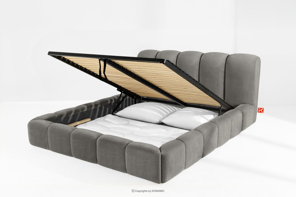 MERIDE Polsterbett 200 cm mit Steppung in Dunkelgrau dunkelgrau - Foto 11