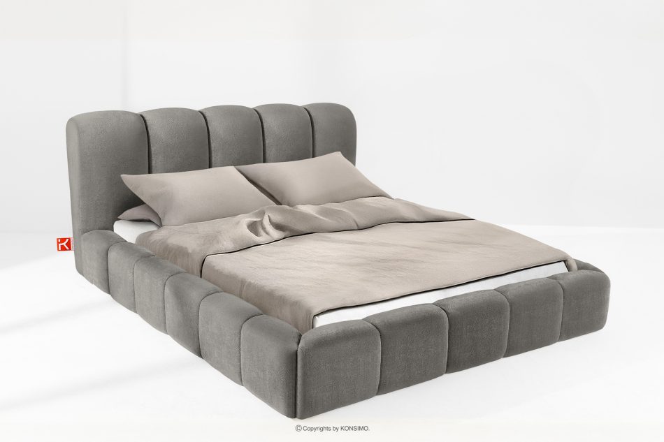 MERIDE Polsterbett 200 cm mit Steppung in Dunkelgrau dunkelgrau - Foto 1