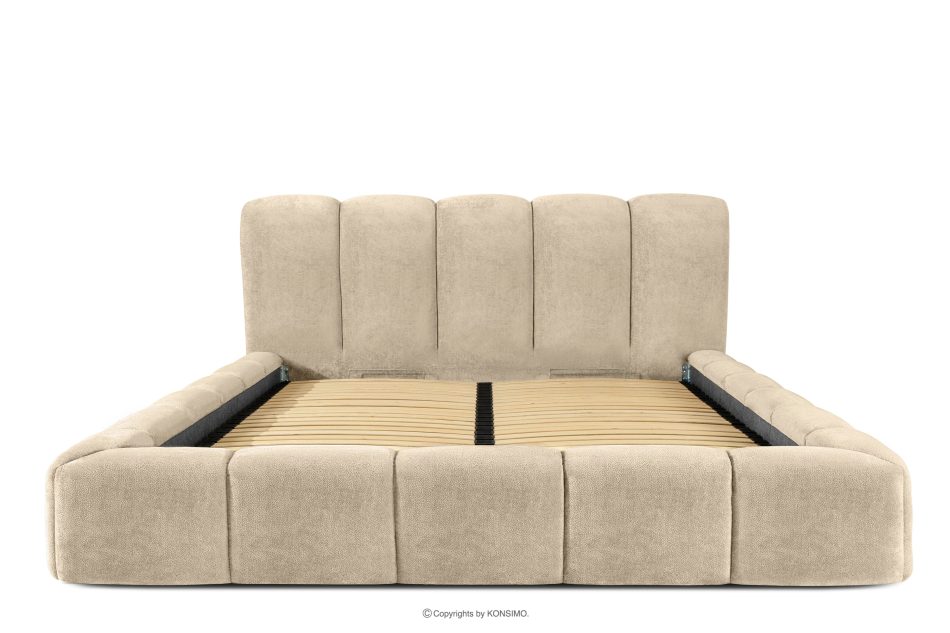 MERIDE Polsterbett 200 cm im Japandi-Stil mit Steppung beige beige - Foto 3