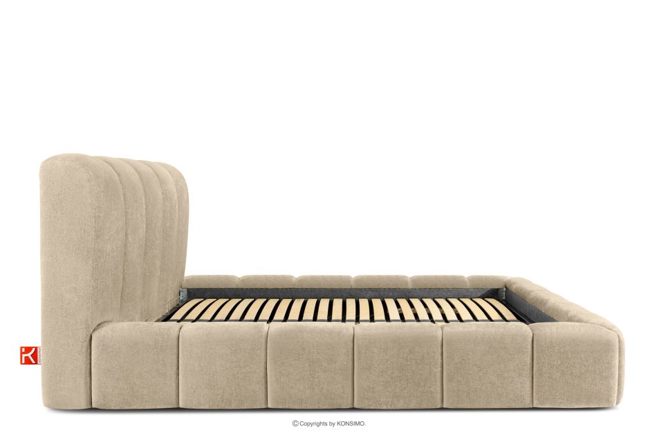 MERIDE Polsterbett 200 cm im Japandi-Stil mit Steppung beige beige - Foto 4