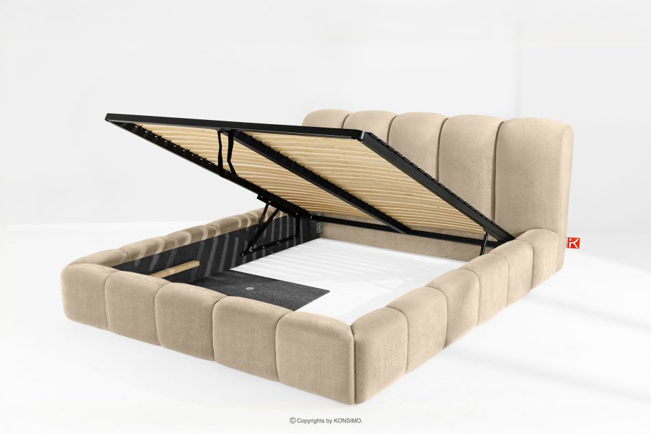 MERIDE Polsterbett 200 cm im Japandi-Stil mit Steppung beige beige - Foto 7