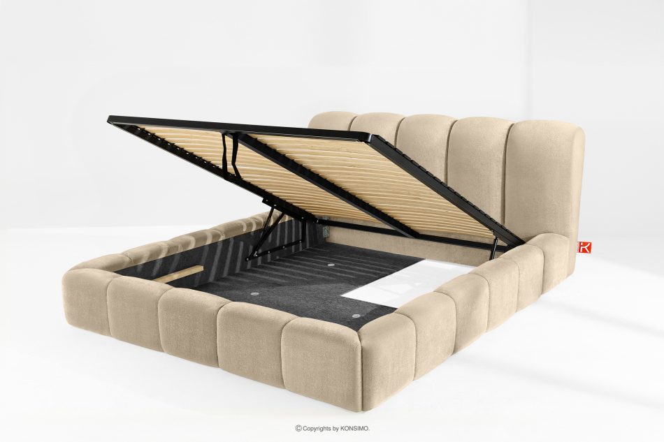 MERIDE Polsterbett 200 cm im Japandi-Stil mit Steppung beige beige - Foto 9